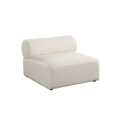 Zey Modular Armless Chair with Low Back, Ivory Sherpa Fabric