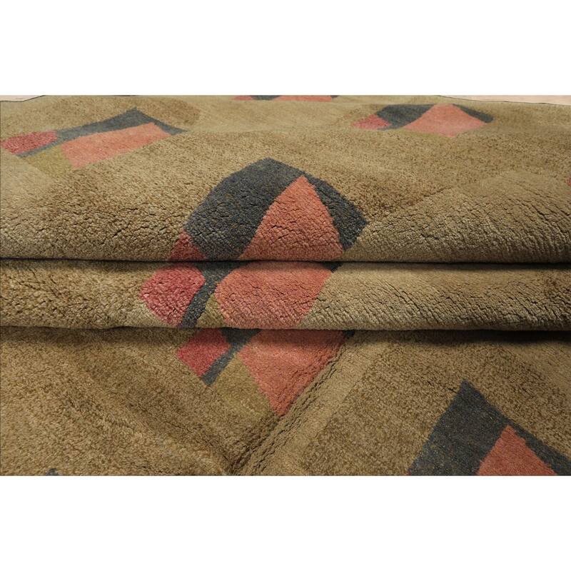 7'11''x10 Tibetano Hand Knotted Wool Moss Modern & Contemporary Designer Rug - 7' 11'' x 10'