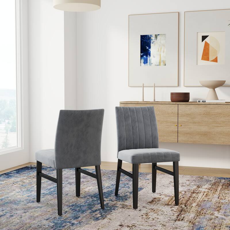 Roundhill Furniture Edo 5-Piece Dining Set, Round Table with 4 Upholstered Chairs,