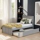 preview thumbnail 1 of 7, Twin Platform Kids Bed with Trundle, Solid Wood Frame, Space-Saving Design, Trundle Can Be Placed on Either Side, Grey Grey