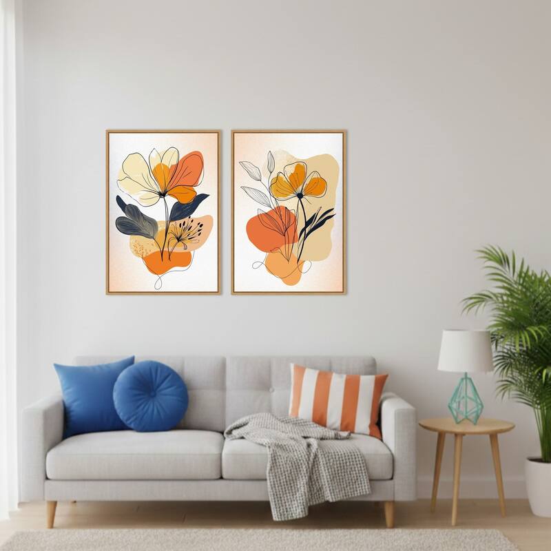 Amanti Art Ember Blooms No. 1 & 3 2 Piece by Sally Ann Moss Framed Canvas Wall Art