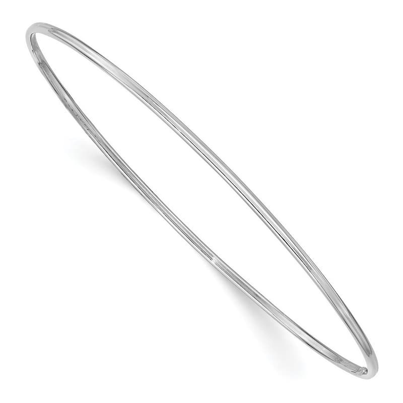Curata 14k White Gold 8" 1.5" Polished Thin Slip-on Stackable Bangle Bracelet