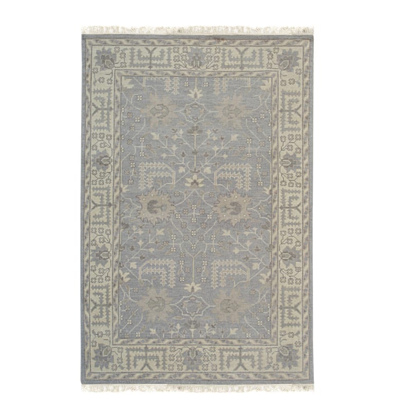 Hand Knotted Wool Gray Traditional Oriental Oushak Rug - 6' x 9'