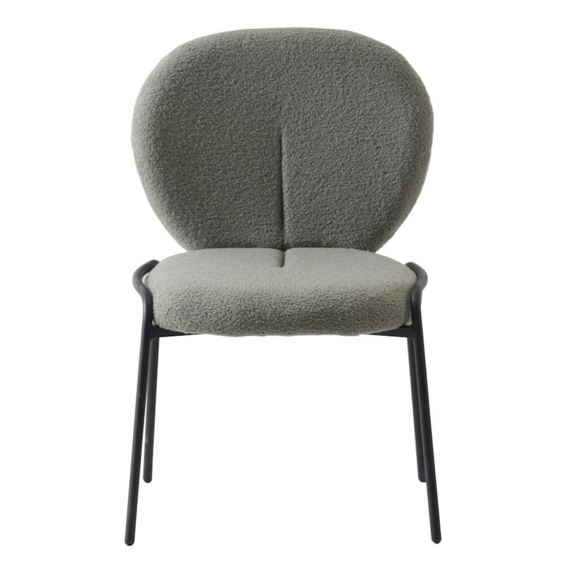 Celestial Modern Boucle Dining Chairs - Upholstered Accent Side Chairs with Black Powder-Coated Iron Frame Set of 4