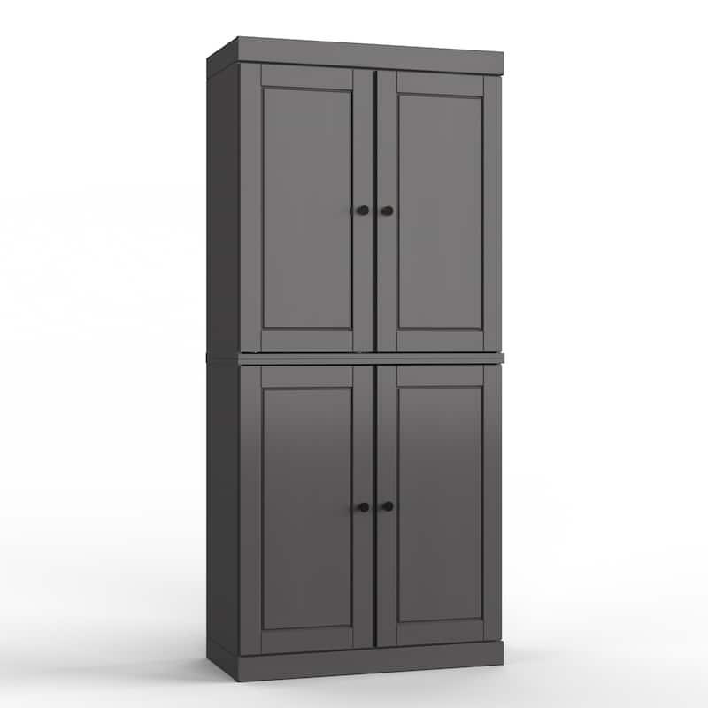 Palace Imports 100% Solid Wood Bathroom & Laundry Storage Cabinet, Raised Panel Doors, Adjustable Shelves, 32" Wide, 71.5" Tall