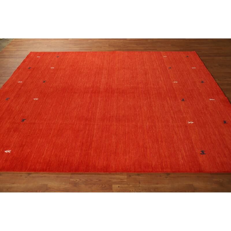 Hand Knotted Oriental 100% Wool Carpet Tribal Animal Pictorial Oranges & Rust Gabbeh Area Rug - 8' 2'' X 6' 7''