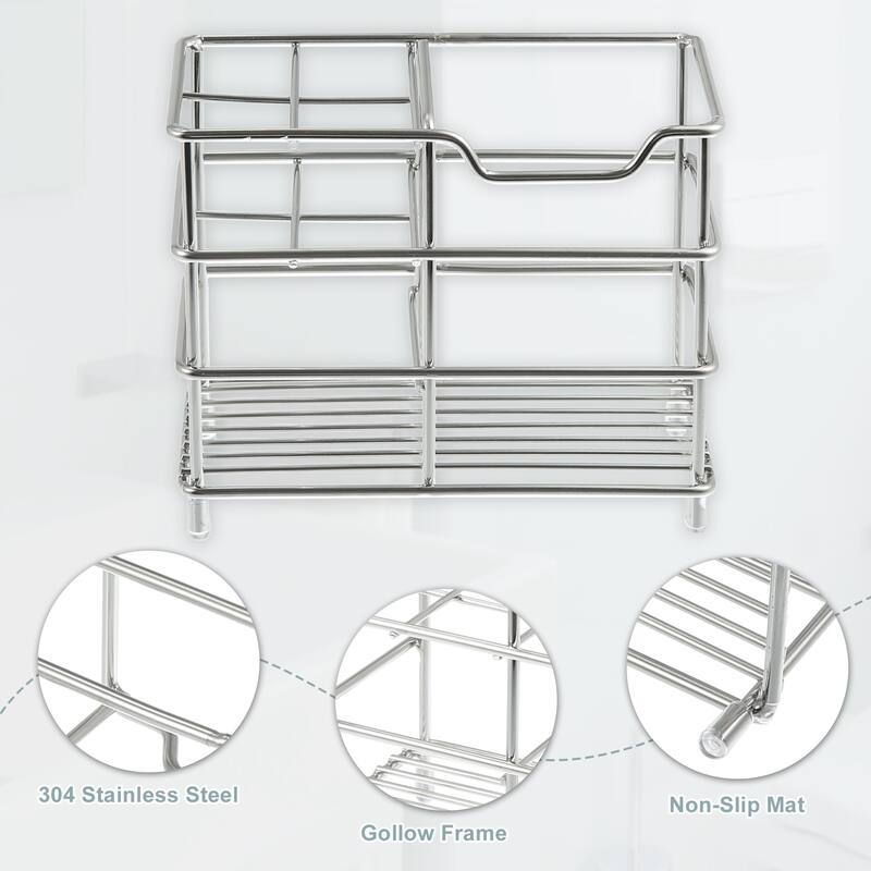 4 Slots 304 Stainless Steel Toothbrush Holder, Toothpaste Holder Stand, Bathroom Kitchen Accessories Organizer
