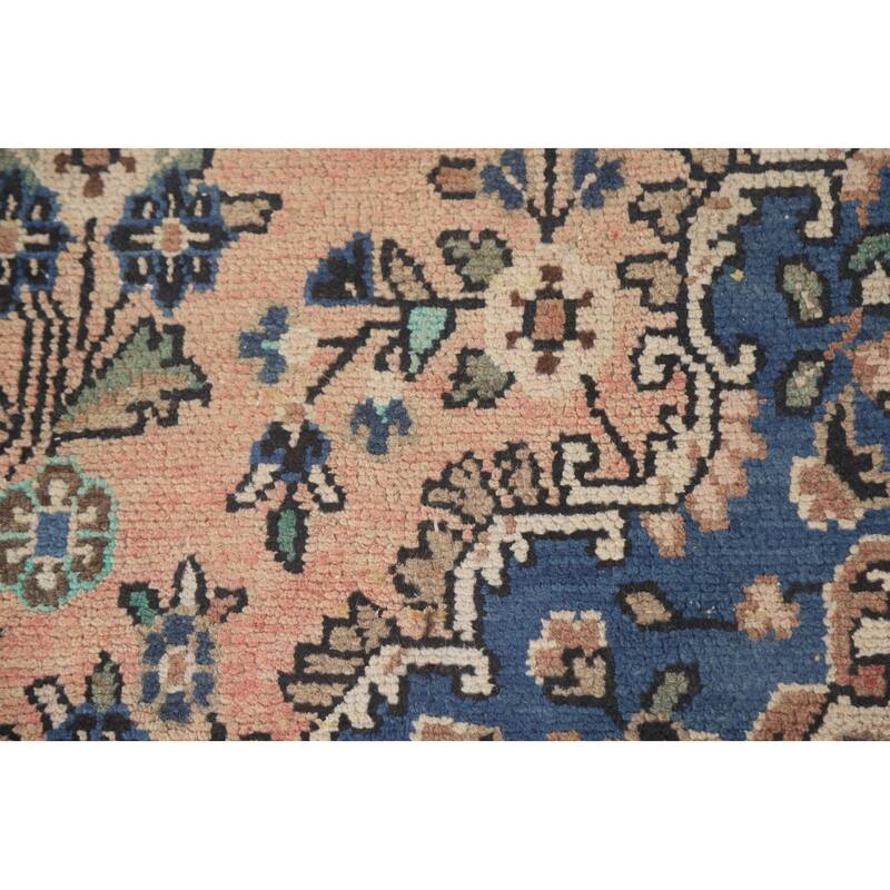 Hand Knotted Oriental 100% Wool Carpet Traditional Floral Peach Hamedan Area Rug - 9' 10'' X 6' 11''