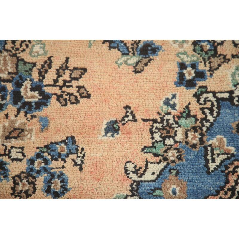 Hand Knotted Oriental 100% Wool Carpet Traditional Floral Peach Hamedan Area Rug - 8' 8'' X 5' 8''