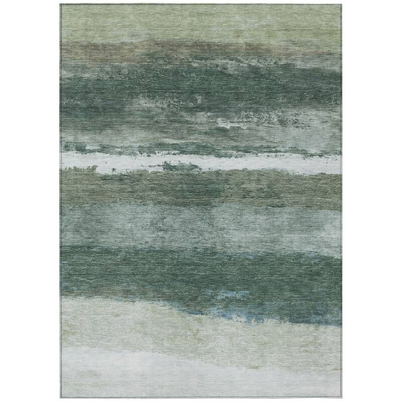 Machine Washable Indoor/Outdoor Watercolor Ombre Chantille Rug