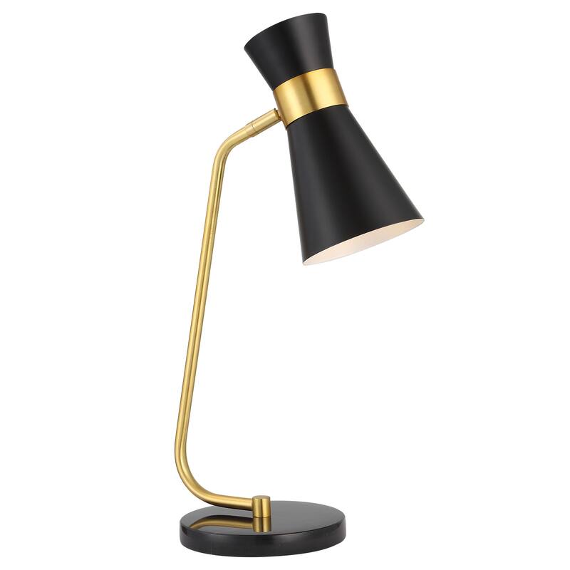 Black Desk Lamp with Gold Finish - 13"D x 13"W x 22"H - Black