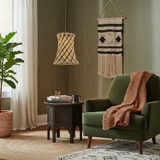 Yori 1-Light Rattan Hourglass Pendant, Coastal Boho - Handwoven - 14" Wide