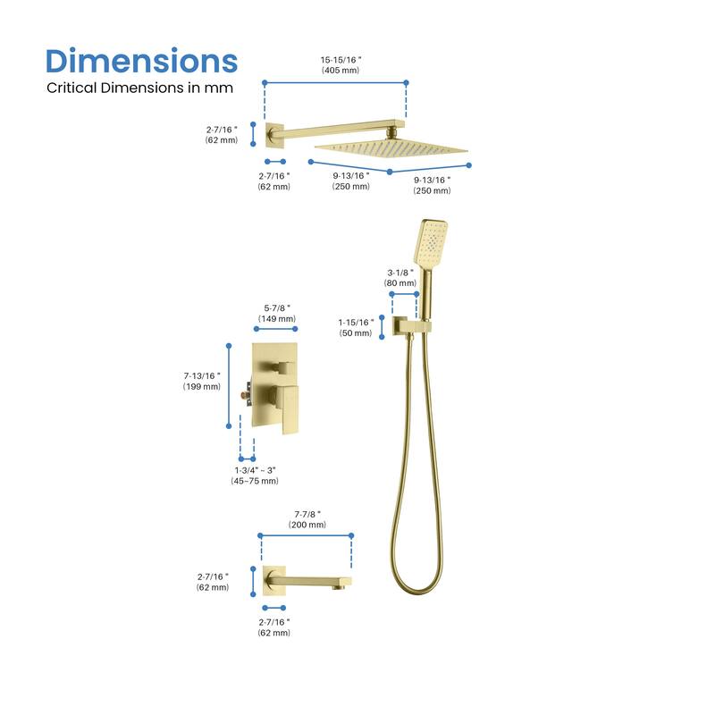 Cube Pressure Balanced 3-Function Shower System with Rough-In Valve