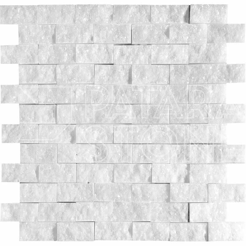 Pale Gray Marble 1" x 2" Split Face Mosaic - 5 Sheets (5.00 sf) - Grey