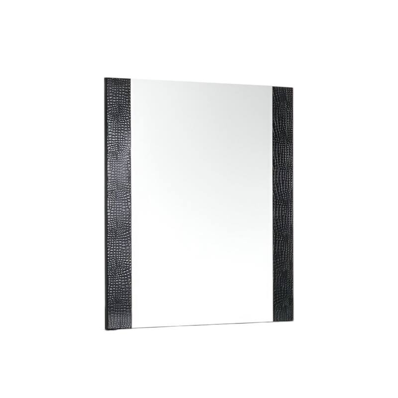 HomeRoots 41" Black Faux Shagreen Partially Framed Accent Mirror - 39' X '41' X '1