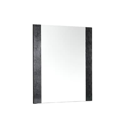 HomeRoots 41" Black Faux Shagreen Partially Framed Accent Mirror - 39' X '41' X '1