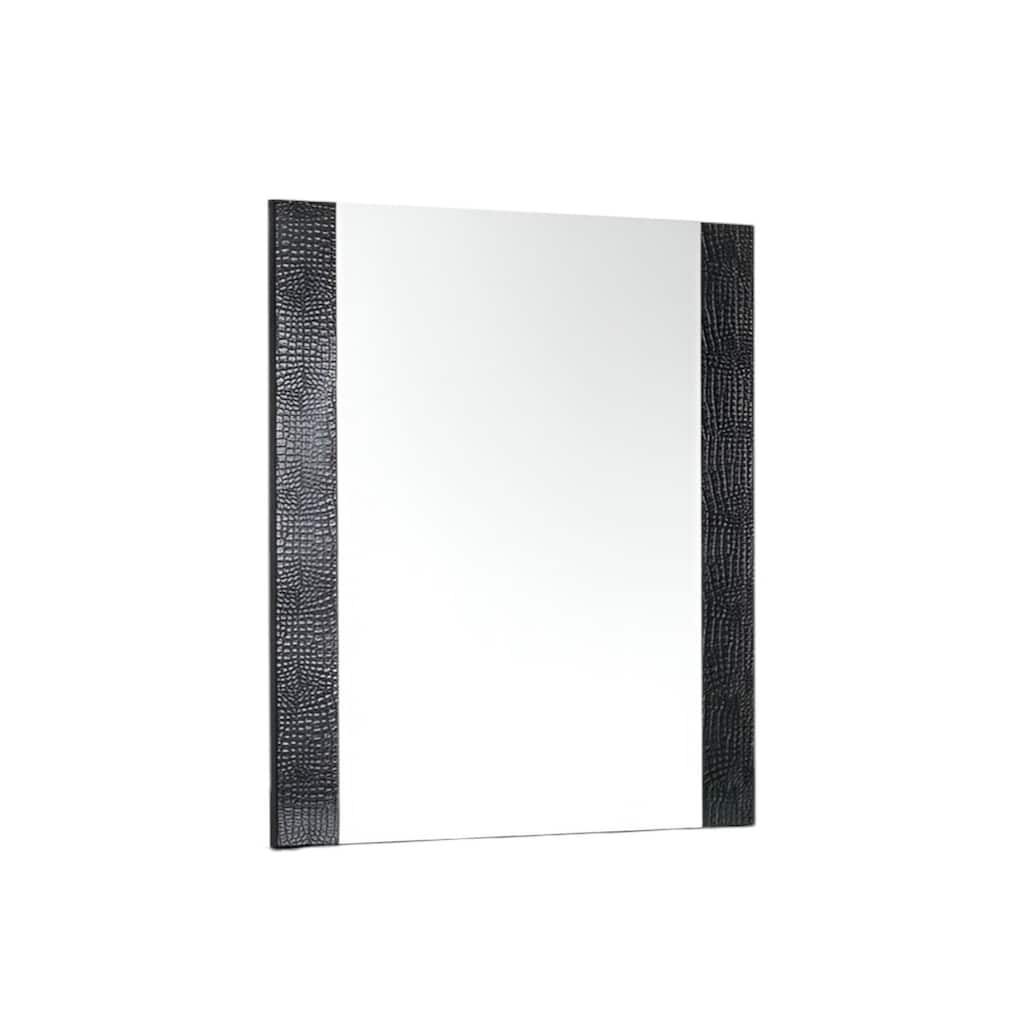 HomeRoots 41" Black Faux Shagreen Partially Framed Accent Mirror - 39' X '41' X '1