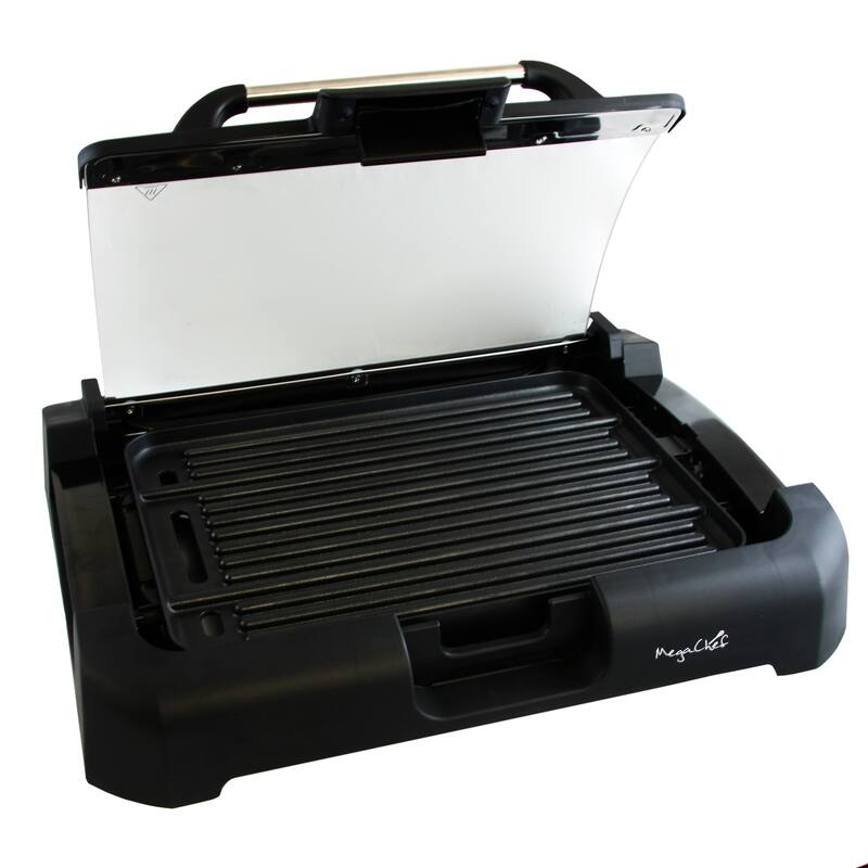 1800 Watt Electric Dual Side Cooking Surface Countertop Griddle with Glass Lid