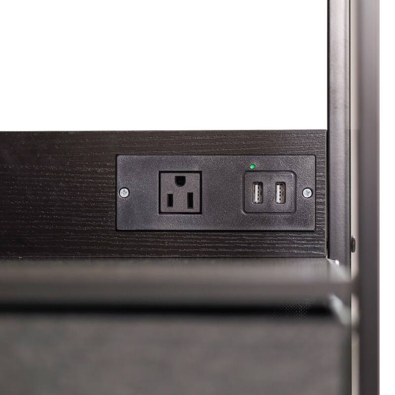 3 Fabric Drawer Nightstand with 2 USB Port/1 Outlet Charging Station