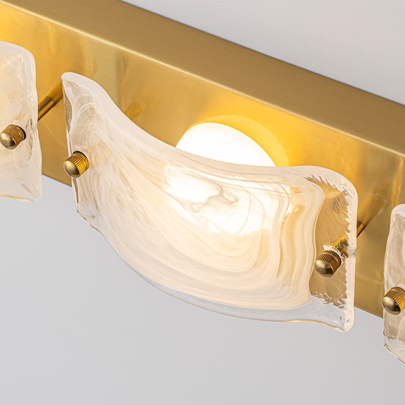 3-Light Modern Glass Bathroom Vanity Light with Handcrafted Curved Cloud Glass
