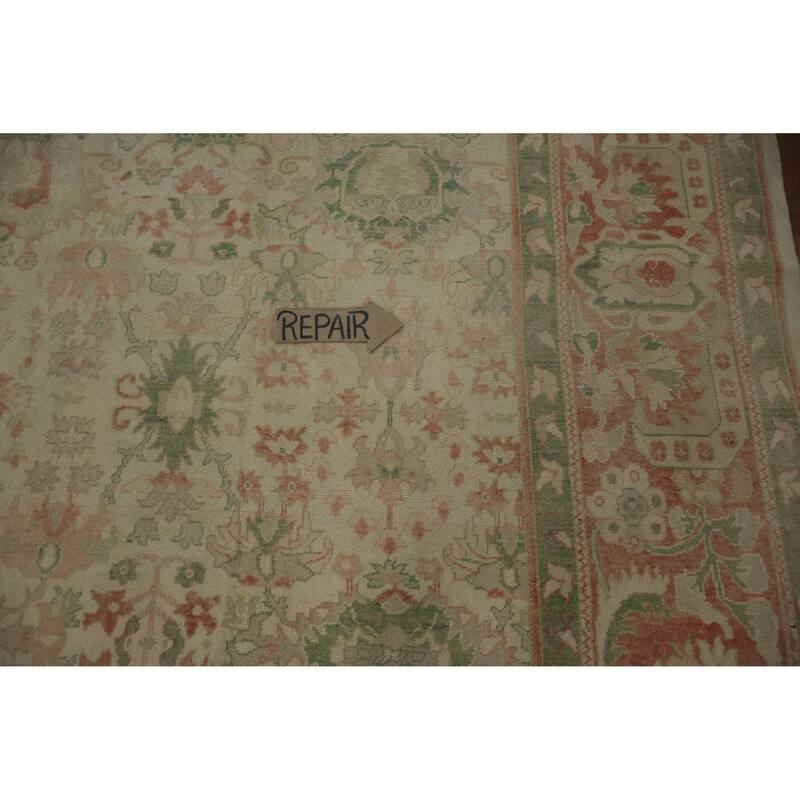 Hand Knotted Oriental 100% Wool Carpet Traditional Floral Beige & Ivories Ziegler Area Rug - 12' 10'' X 9' 7''