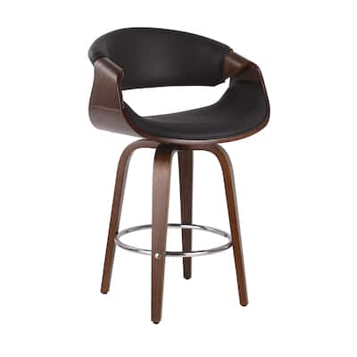 Porthos Home Hadas Counter Stool, PU Leather Seat & Back, Beechwood Legs