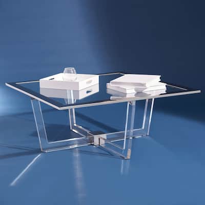 SAFAVIEH Couture Hermina Glass Coffee Table- Clear - 39 In W x 39 In D x 16 In H