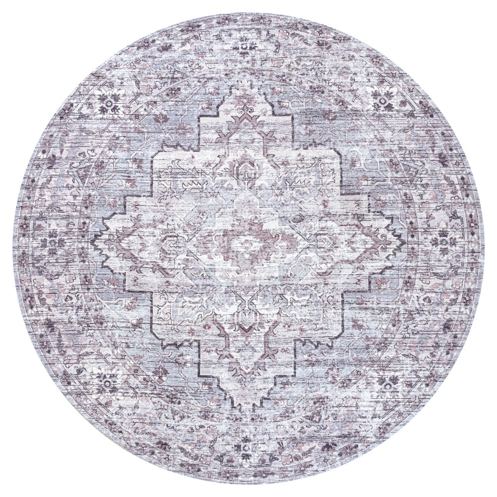 JONATHAN Y Alacati Boho Gray Medallion Machine Washable Area Rug