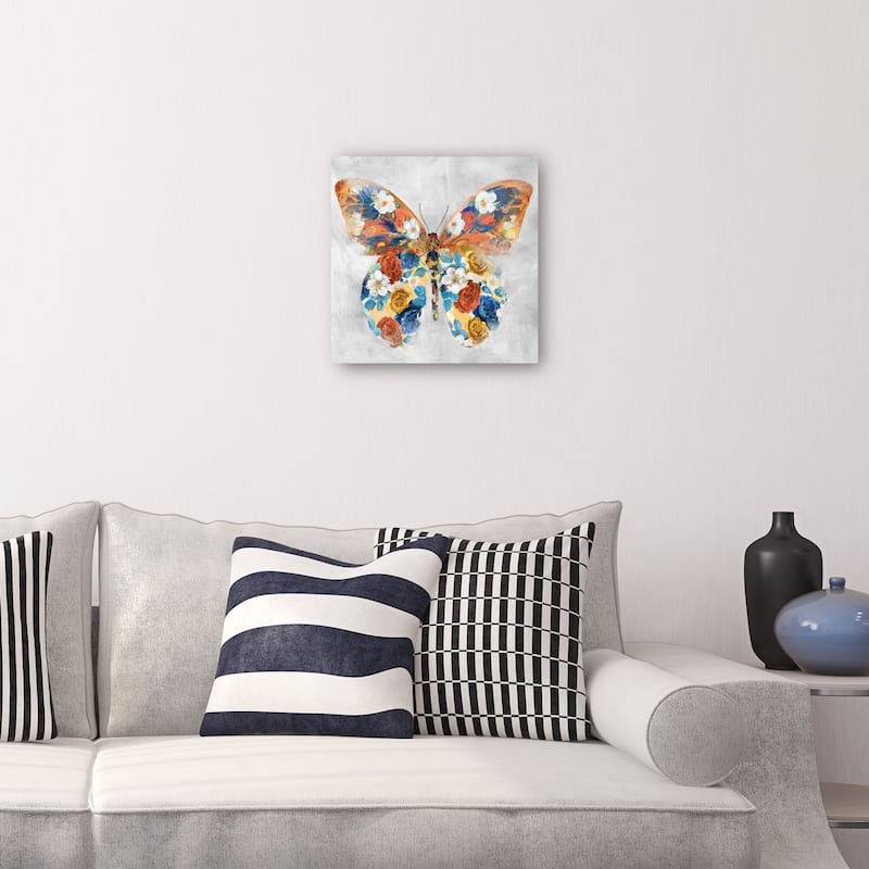 Papillon Fleurs I By Studio Arts Canvas Art Print
