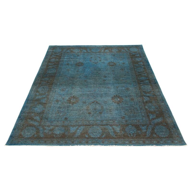 ECARPETGALLERY Hand-knotted Vibrance Blue Wool Rug - 7'0 x 9'10