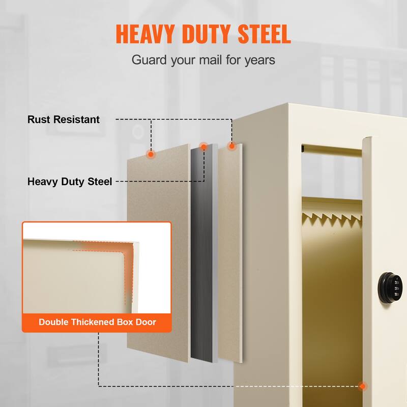 Through The Wall / Door Drop Box, Heavy Duty Steel Through the Wall / Door Mailbox with Combination Lock, Mail Drop Box