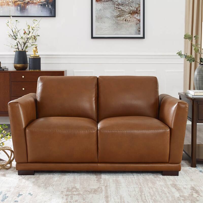 Hydeline Mary Top Grain Leather Sofa and Loveseat Set with Memory Foam and Springs