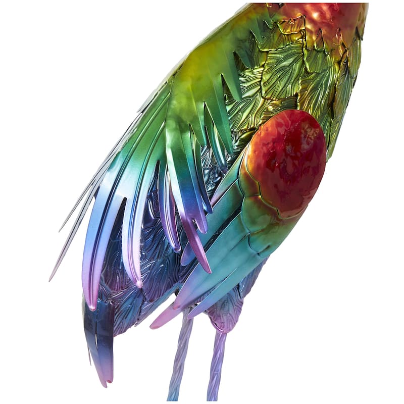 Metal Flamingo Tall Textured Rainbow Garden Sculpture - Set of 2 Multi Colored - Roche River Decor