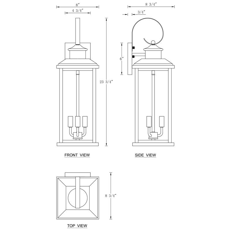 C Cattleya 1-Pack 3-Light 40W Matte Black Outdoor Wall Lights With Clear Glass Shade