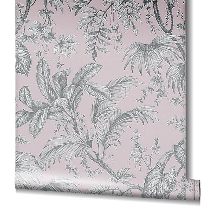 Galerie Wallcoverings Large Palm Leaves And Stems Vinyl on Non-woven Wallpaper Roll