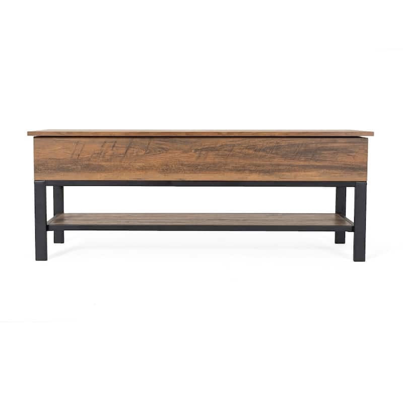 Farmhouse Entryway Bench with Hinged Lift Top and Storage