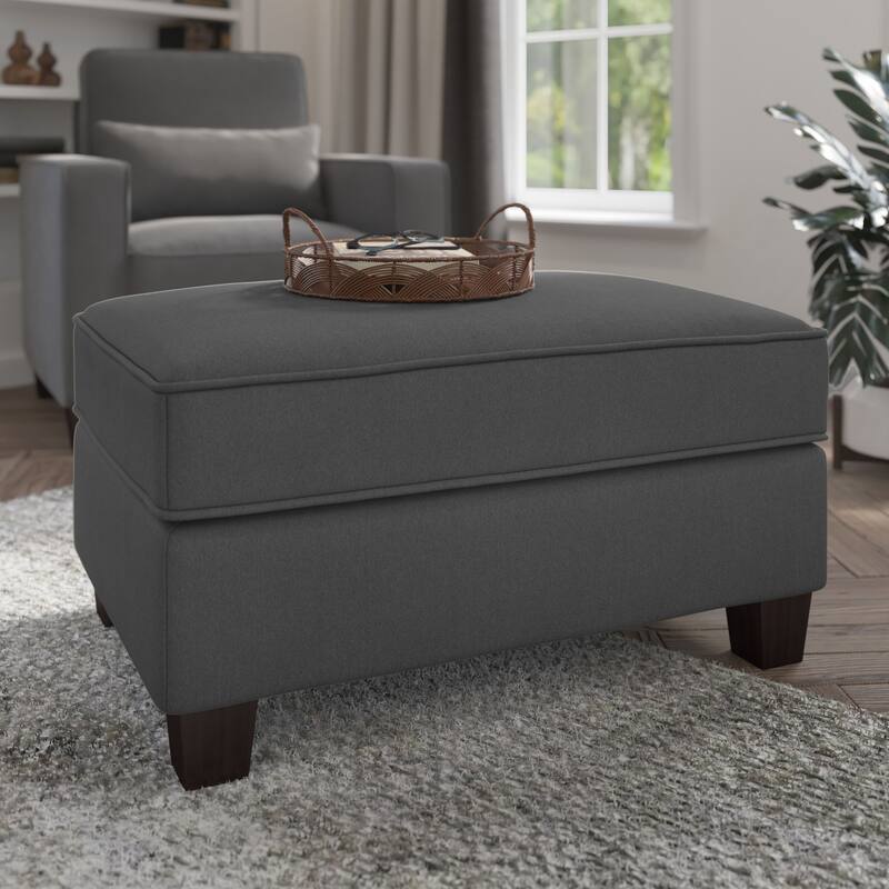 Bush Furniture Stockton Large Upholstered Storage Ottoman - Charcoal Gray