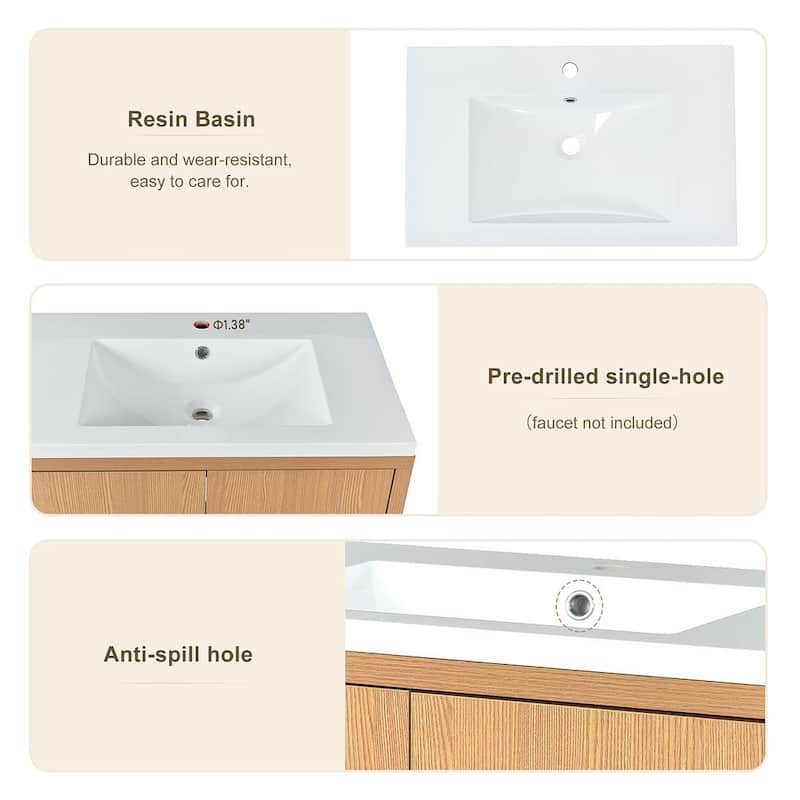 30" Classic Bathroom Vanity Set with Sink and 2 Soft-Close Doors