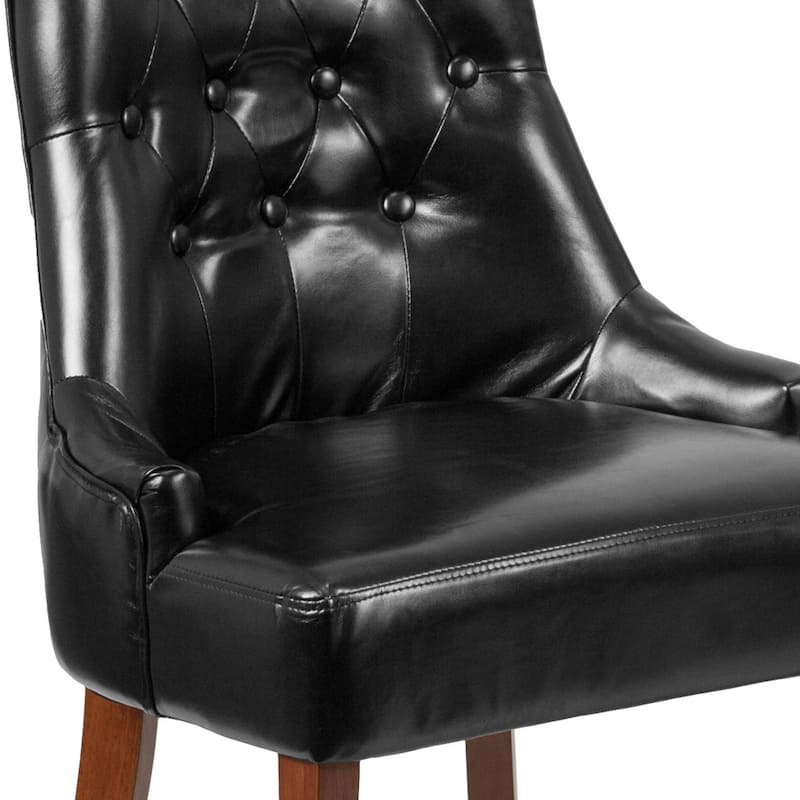 Tufted Chair with Curved Mahogany Legs