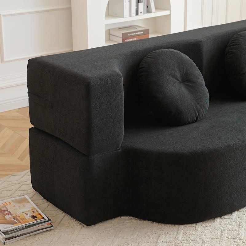 Folding Sofa Bed with Pillow, Floor & Futon Loveseat Couch