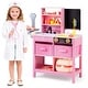 preview thumbnail 3 of 18, Gymax Play Doctor's Office w/Blackboard Pet Scale Faucet Folding White & Pink