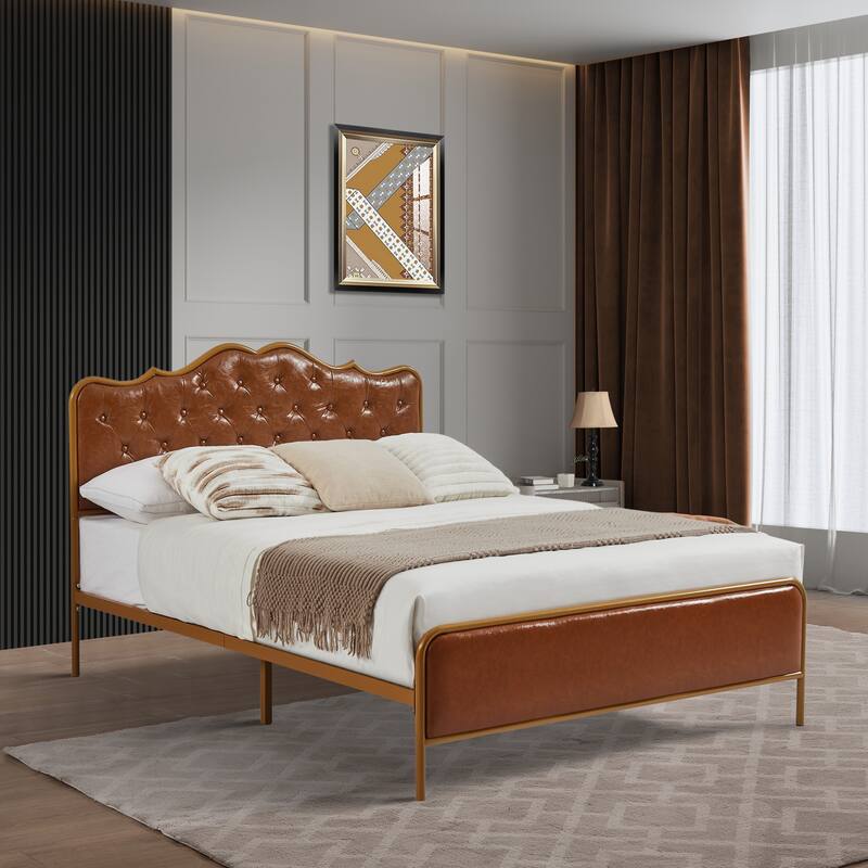 Full Queen King size metal frame bed bedroom