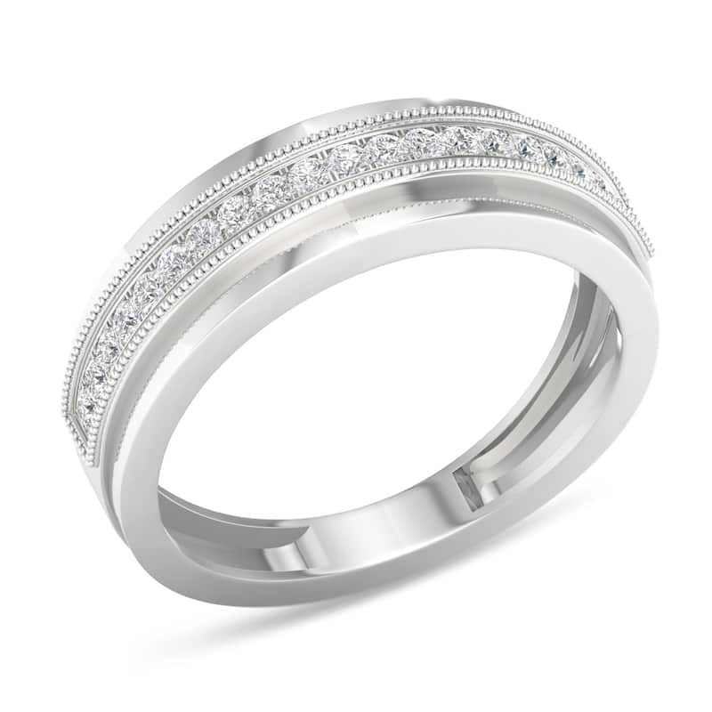 1/4ct TDW Diamond Accented Wedding Band in 10K White Gold for Men