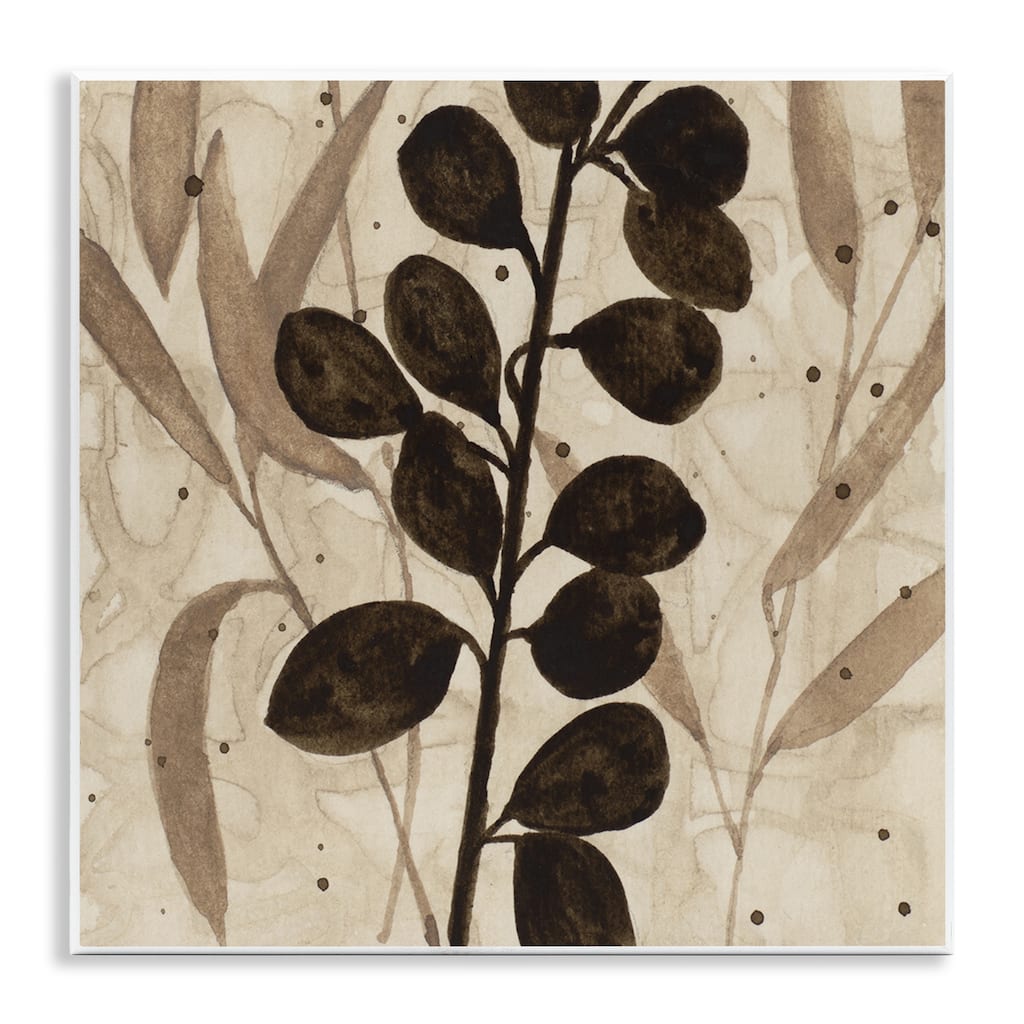 Stupell Beige & Brown Natural Leaves Wall Plaque Art Design By Krinlox