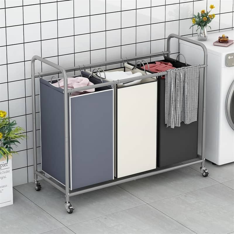 3Bag Laundry Basket Hamper Laundry - 33.46"L x 15.75"W x 32.68"H