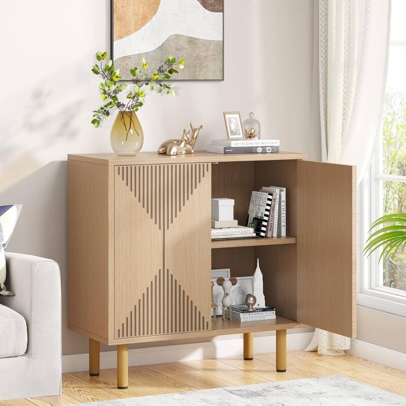 Modern Natural Storage Cabinet Set for Living Room