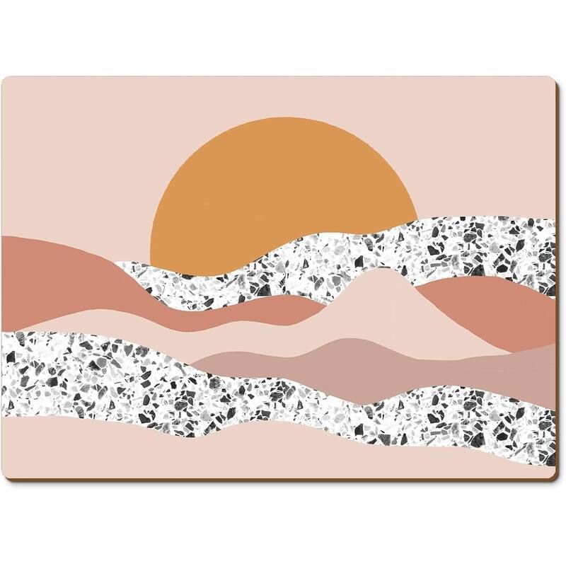 Mohave Sunrise Decorative Hardboard Placemats with Protective Cork Backing 4 Pack Heat Tolerant and Easily Wipes Clean - Set of 4