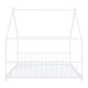 preview thumbnail 5 of 9, White Full Size Metal House Bed with Roof, Fence, and Back for Kids