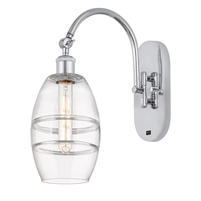Innovations Lighting 518-1W-12-6 Vaz Sconce Vaz 12" Tall Wall Sconce - Polished Chrome / Clear