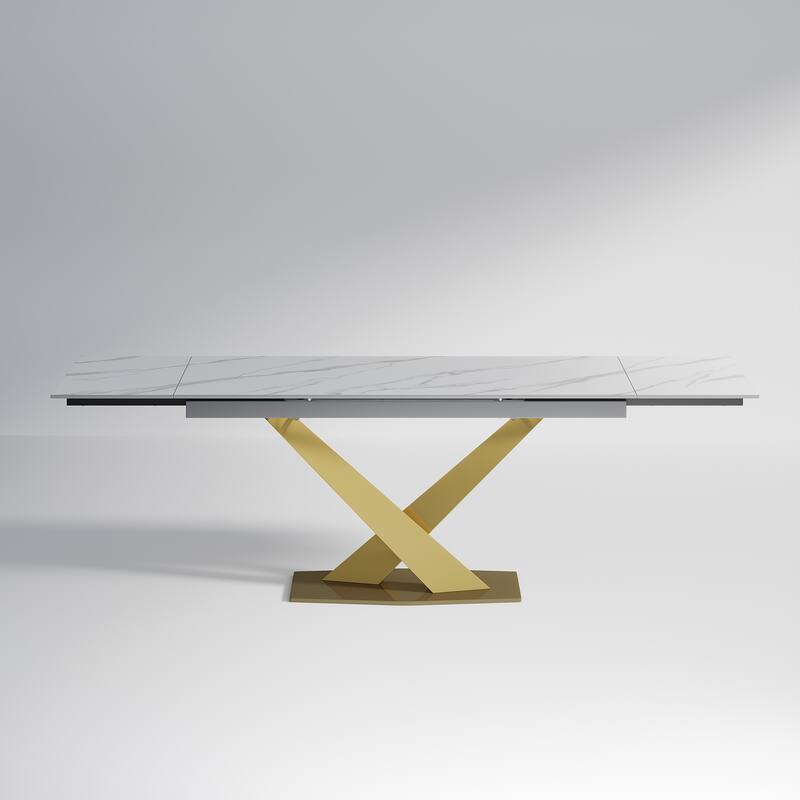 9 - Piece 94.48'' Extendable Sintered Stone Dining Table with 8 Chairs Dining Set